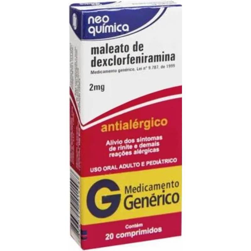 MALEATO DE DEXCLORFENIRAMINA 2MG 20 COMPRIMIDOS